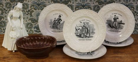 A set of six late 19th century French 'creamware' plates, Le Soldat France, each transfer printed