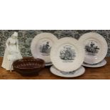 A set of six late 19th century French 'creamware' plates, Le Soldat France, each transfer printed