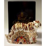 A Royal Crown Derby paperweight, Bengal Tiger, gold stopper, boxed