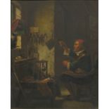 Continental School (19th century) The Workshop indistinctly inscribed to verso, oil on panel, 31cm x
