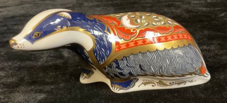 A Royal Crown Derby paperweight, Moonlight Badger, Collector's Guild exclusive, 21st anniversary