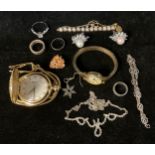 A Sekonda reproduction hunter pocket watch; a lady's Sekonda watch; a pair of fashion earrings; a