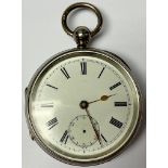 A silver open face pocket watch, London 1907