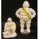 Advertising - Bibendum - a reproduction Michelin Man, standing on a tyre, 38cm high; another