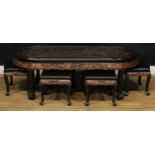 A Chinese or Southeast Asian coffee or tea table, 51cm high, 159cm long, 68cm wide, six nesting