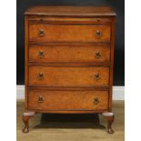 A Queen Anne style walnut veneer chest, slightly oversailing top above a slide and four long