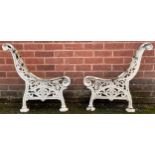 A pair of coalbrookdale bench ends