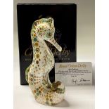 A Royal Crown Derby paperweight, Spot Seahorse, Visitor Centre gold backstamp exclusive, limited