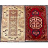 Two Persian rugs 127 cm by 81 cm other 119 cm by 71 cm