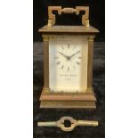 A Matthew Norman lacquered brass five glass carriage clock, with key, 15cm over swing handle