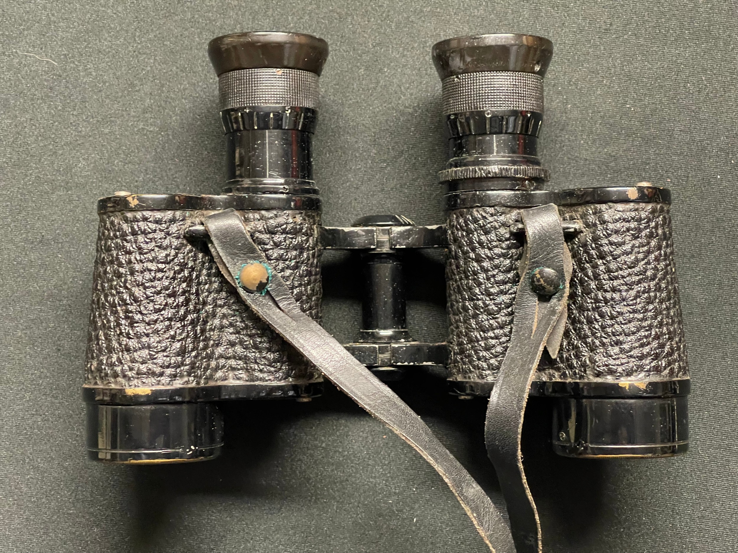 WW2 British items: Pre war Binoculars marked "Special 56065" and "RA 5 25"and 1937 pattern webbing - Image 7 of 13