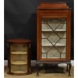 An early 20th century display cabinet, 139.5cm high, 67cm wide, 35cm deep; a corner display cabinet,