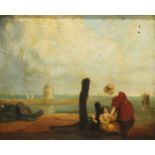 English School (19th century) Hide and Seek on the Beach oil on canvas, 49cm x 59cm