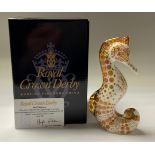 A Royal Crown Derby paperweight, Swirl Seahorse, Visitor Centre gold backstamp exclusive, limited