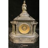 A 19th century black marble architectural mantel clock, 44cm high, c.1880