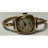 A lady's 9ct gold Rotary watch, marked 375, integral expanding 9ct gold bracelet strap, 14g gross