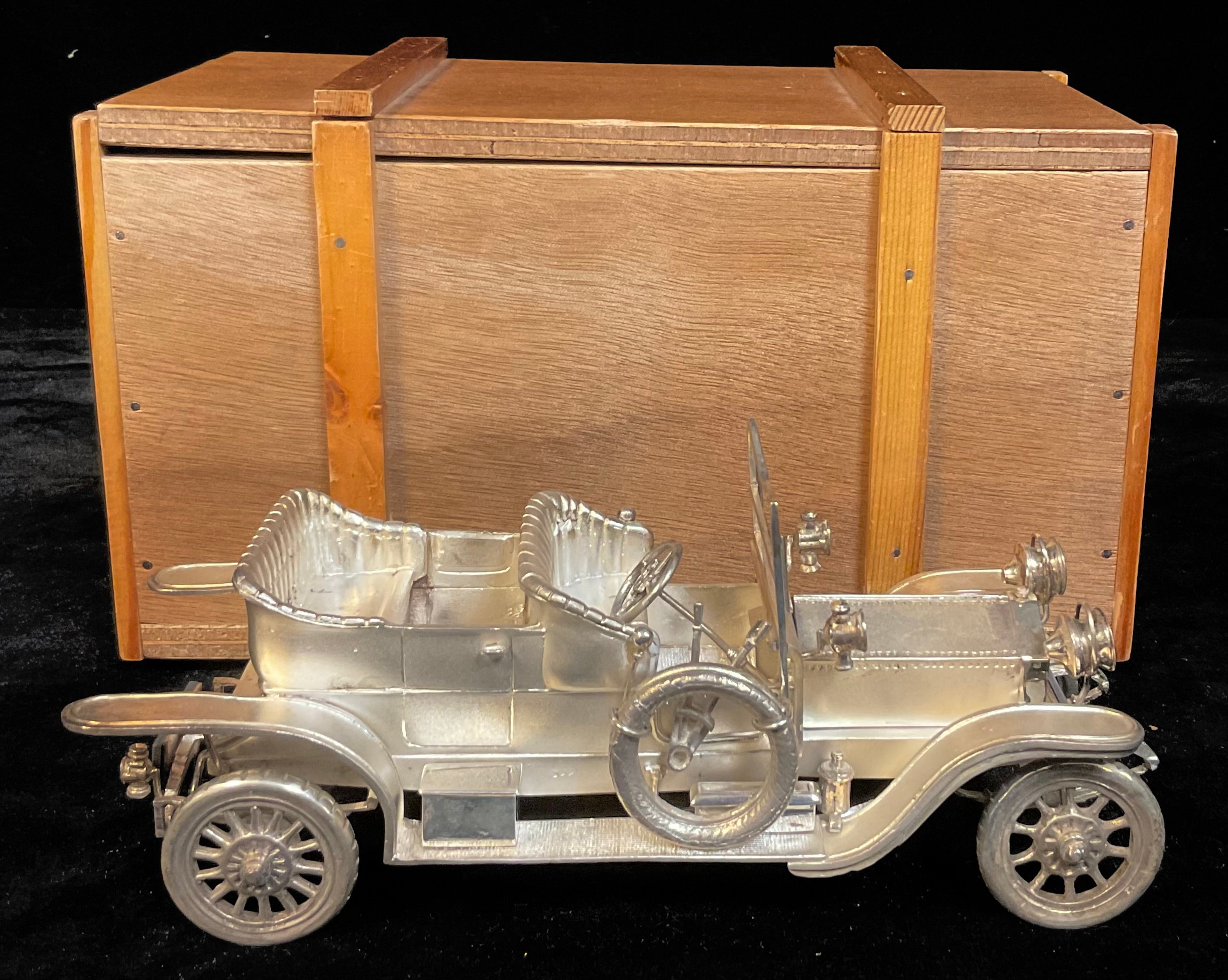 A silver model of a Rolls-Royce 1907 Silver Ghost, open tourer, 19cm long, London 1978, approx. - Image 2 of 5