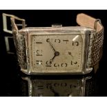 A silver Art Deco vintage wristwatch