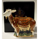 A Royal Crown Derby paperweight, Nanny Goat, Visitor's Centre exclusive, gold stopper, boxed