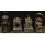 A Railway carriage lantern, three others similar (4)