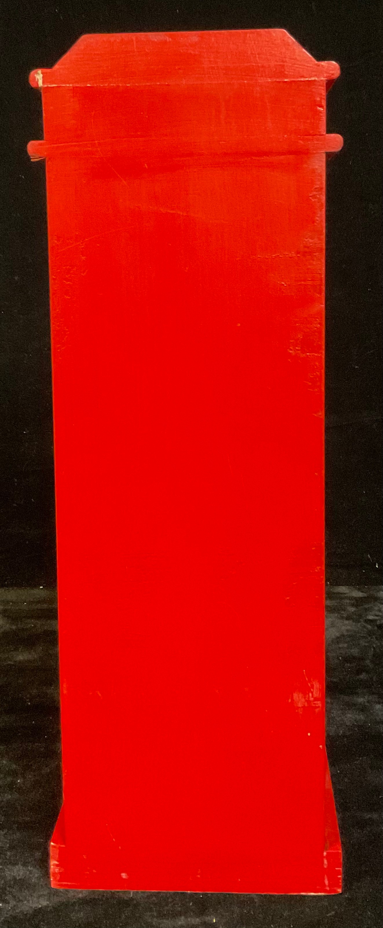 A small wooden cabinet, as a telephone box, painted in red, with hinged magnetic door, 52cm high - Image 4 of 4