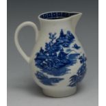 A Worcester Cormorant pattern sparrow beak jug, cell border, 9.5cm high, c.1770