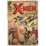 Comics - X-Men #1 (1963). Written by Stan Lee, art by Jack Kirby. Low grade - cover detached. 1st