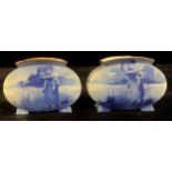 A pair of Royal Doulton Blue Children Series oval vases, printed and painted with children