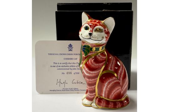 A Royal Crown Derby paperweight, Cheshire Cat, John Sinclair exclusive commission, limited edition - Image 1 of 2