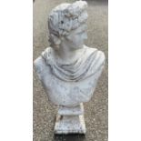 A reconstituted stone garden bust, 61cm high