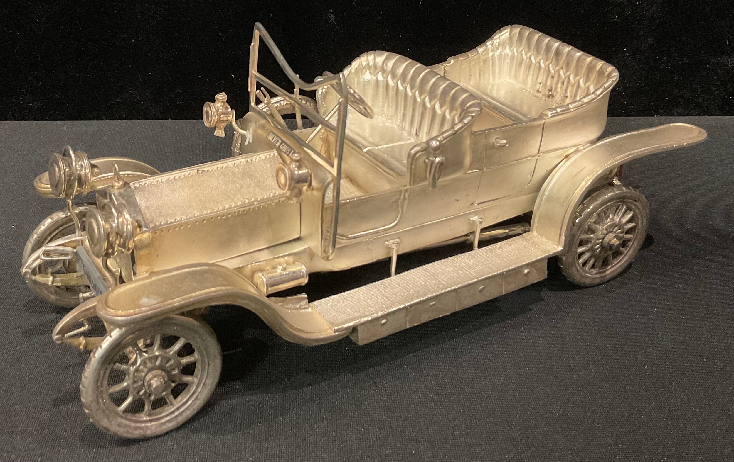 A silver model of a Rolls-Royce 1907 Silver Ghost, open tourer, 19cm long, London 1978, approx.