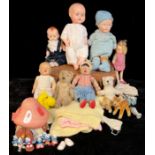 Toys and Juvenalia - mid 20th century dolls; a Steiff fawn; another, dog; a Deans Rag Book bear; a
