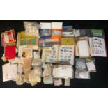Stamps - three large containers of general stamp materials, etc, quantity