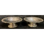 A pair of Art Deco silver shaped circular sweetmeat dishes, pedestal base, Mappin & Webb,
