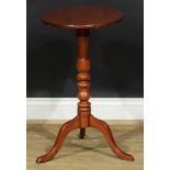 A Victorian mahogany tripod occasional table, oval tilting top, turned column, cabriole legs, 68.5cm