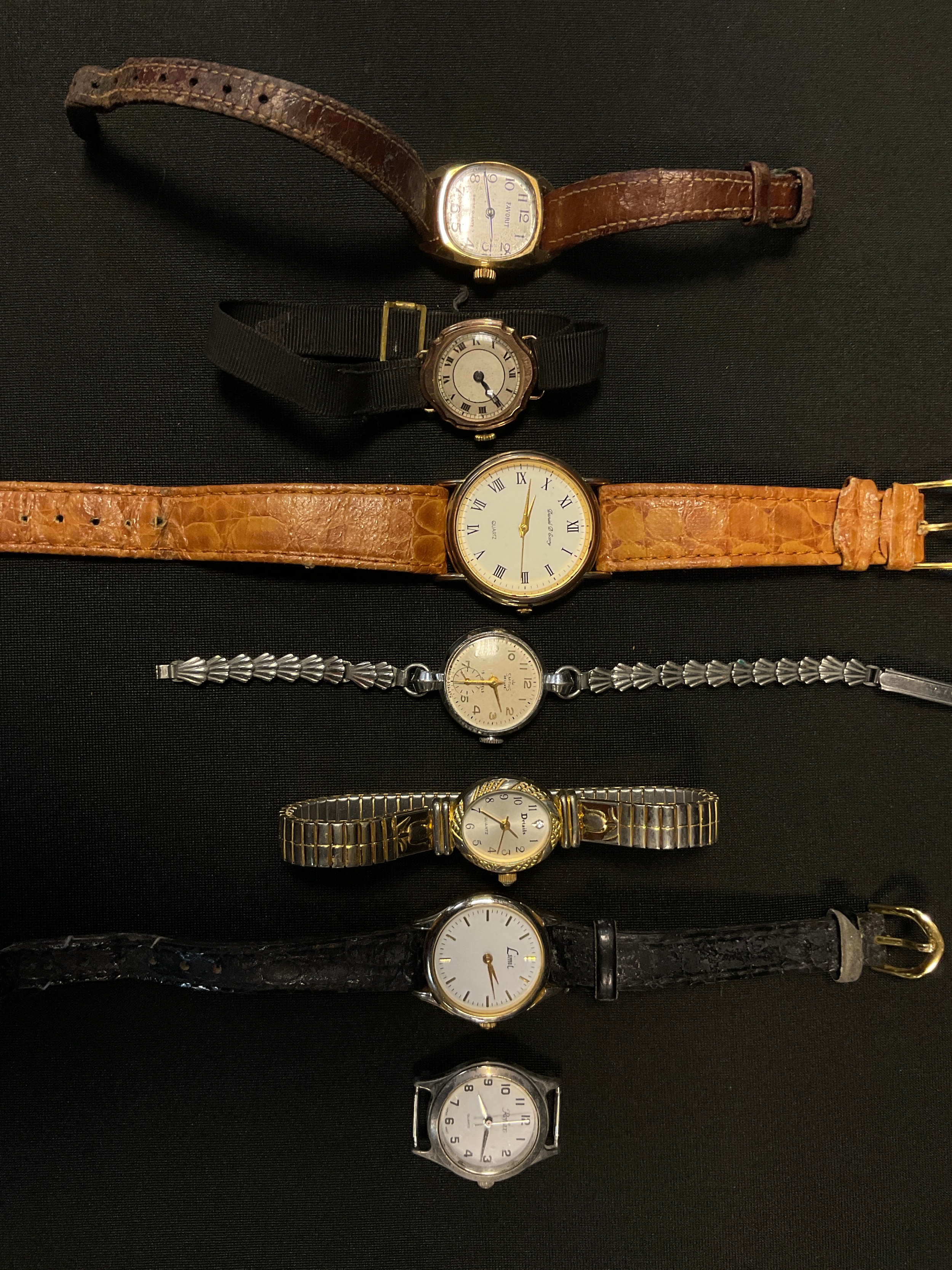 Watches - a 9ct gold cased wristwatch, Swiss mechanical movement, London 1935, black strap, others