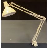 A vintage angle poise lamp, desk clamp base, cream body and shade, 98cm long, Thousand & One Lamp Co