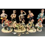 A Capodimonte figure, woodsman, others (9)