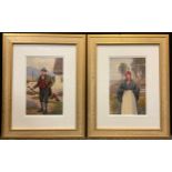 Warren Williams (1863-1941), A pair, Studies of country folk, signed, watercolours, each measuring