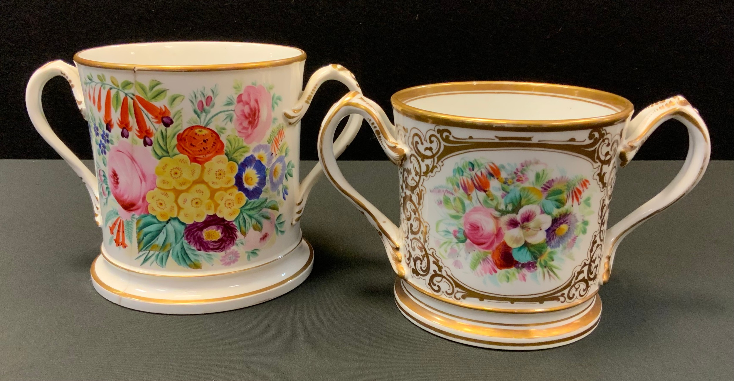 A19th century hand painted loving cup, Joseph Padfield Edgarty Farm, Glastonbury, dated 1868; - Image 2 of 3