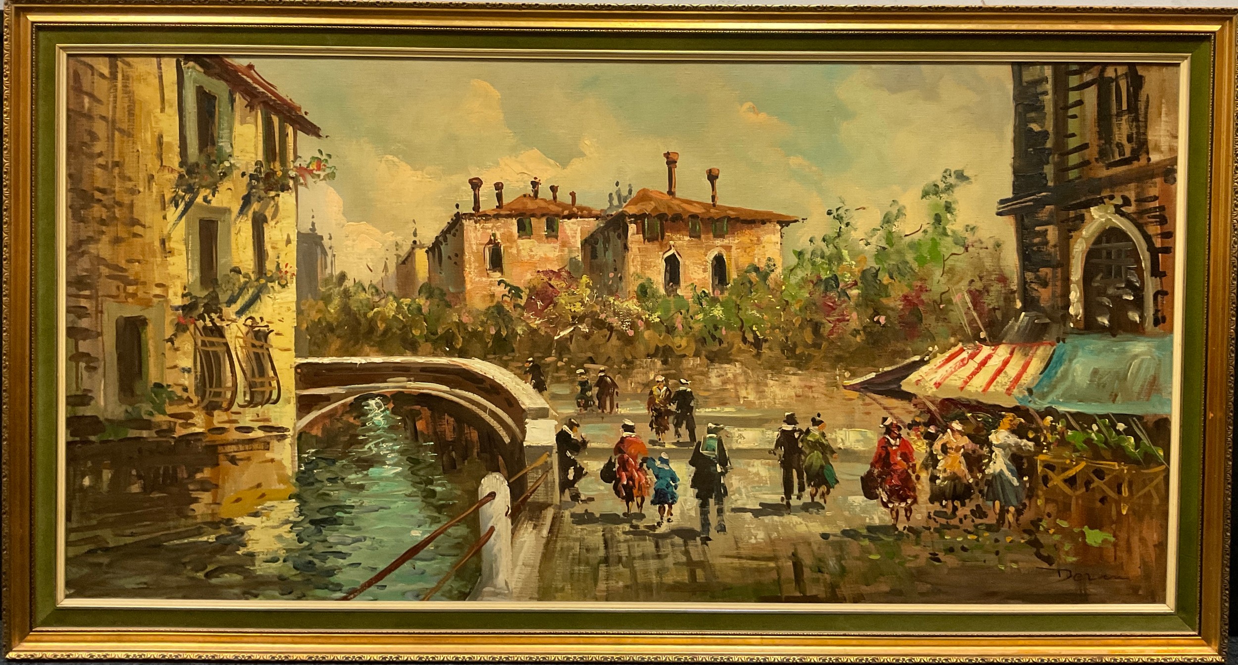 Continental school, mid 20th century Venice indistinctly signed, oil on canvas, 61.5cm x 123cm.