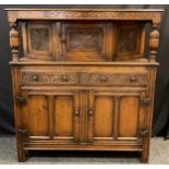 An early 20th century Titchmarsh and Goodwin style Court cupboard / Duodarn, 136.5cm high x 127cm