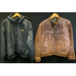 Fashion & Textiles - an Authentic Clothing Company brown leather jacket, size L; another, outdoor