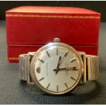 Bucherer - a 1530A vintage automatic chronometer wristwatch, silver dial, block baton markers,