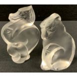 Lalique - a Chinese Zodiac frosted glass figure, Dragon, 8.5cm high; another Rat, 7.8cm high, both