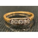 A diamond line ring, set with five old brilliant cut diamonds, total estimated diamond weight approx
