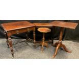 A 19th century mahogany side table, rounded rectangular top, single drawer to frieze, H-stretcher,