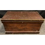 A 19th century pine tool chest, metal handles to sides, lidded side compartment to interior, 37cm