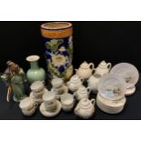 A Japanese porcelain tea set; Chinese crackle glazed vase; umbrella stand etc