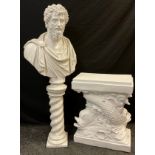After the Antique - Septimius Severus, Roman Emperor, fibre-glass reproduction, painted white, on